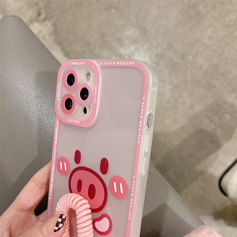 Soft Case Silikon TPU Motif Babi Pink Untuk iPhone 13 12 11 Pro Max X Xr Xs Max SE 8 7 6 6s Plus