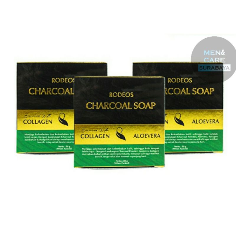 Paket 3 pcs RodeosMen Rodeos Charcoal Soap For Men Sabun Pembersih Wajah Muka Pria