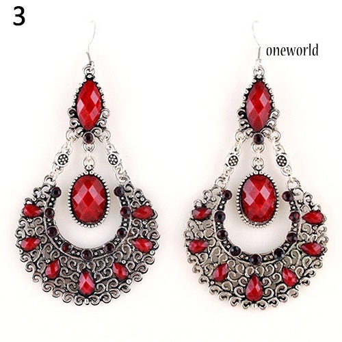 OW@ Fashion Women's Wedding Bridal Jewelry Hollow Rhinestone Waterdrop Dangle Earrings