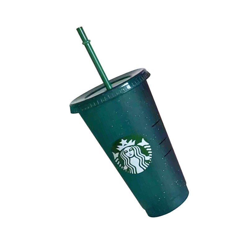 1 / 5 Set Gelas Tumbler Starbucks Bahan Plastik Reusable Dengan Tutup Dan Sedotan 24 Fl Oz Untuk Pesta