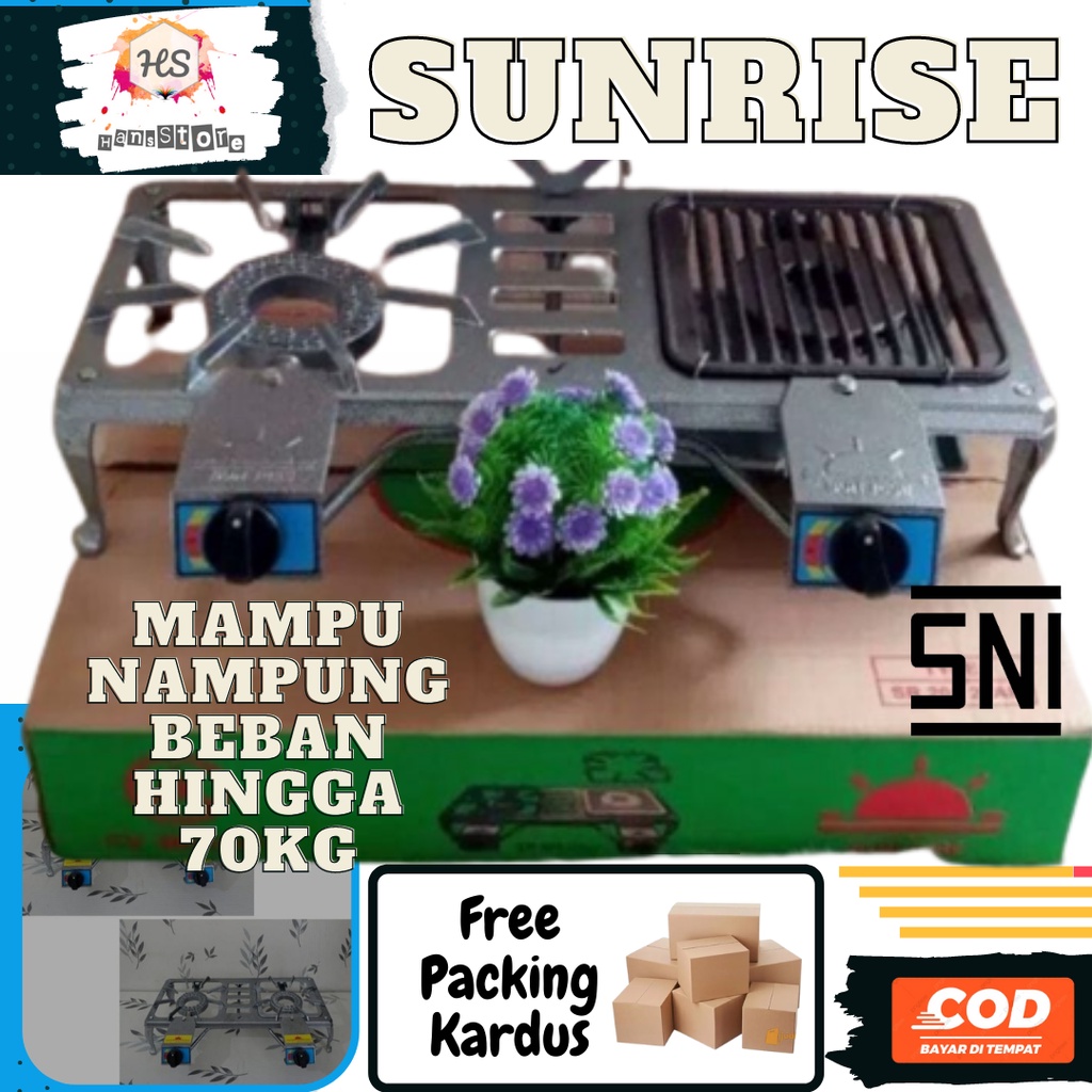 014 Kompor Cor 2 Tungku Sunrise SR 201 Auto SNI Tap Peralatan Rumah Tangga Low Pressure Tekanan Rend