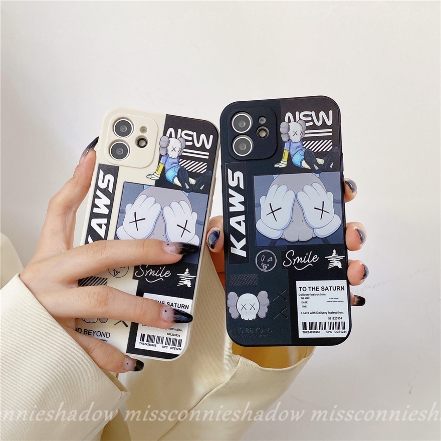 Xiaomi Redmi A1 10C 10 12C 9 9C NFC 9T Note 10Pro 11 9pro 11Pro Note 10 9 10S Poco M4 Pro F4 X3 M3 Sisi Parrern Kubus Lurus Pasang Merek Kaws Couple Phone Case
