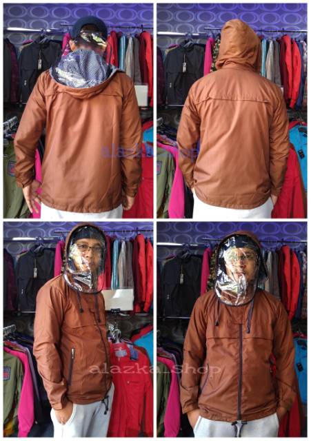 Jaket hoodie APD/ cowok cewek/anti air/XL  ld 110/topi lepas