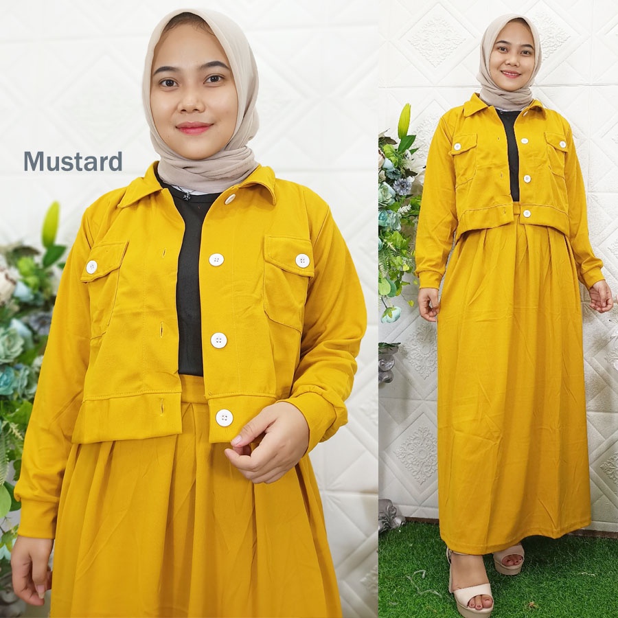 SETELAN JAKET CROP DAN ROK SKIRT MELIA 3in1 CARLINA