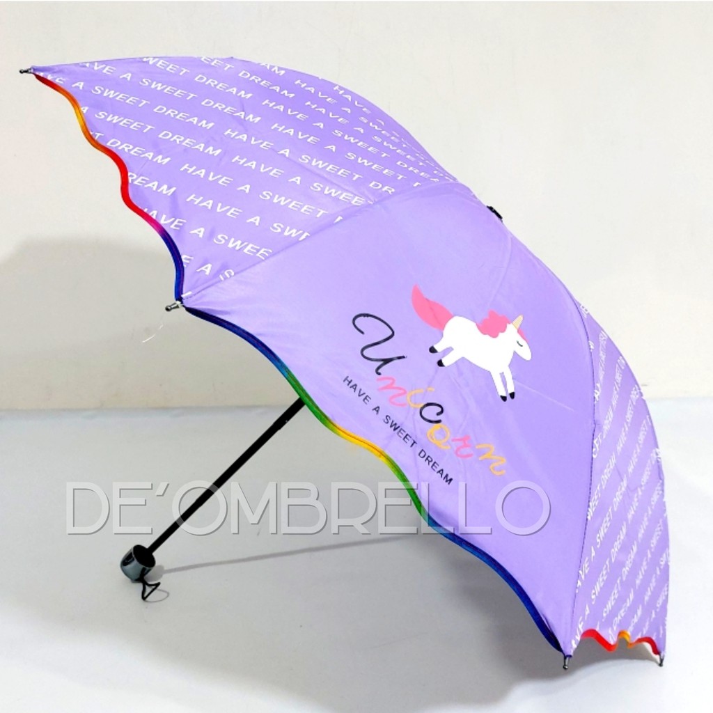 (487)Payung Lpt 4 Fancy Motif Unicorn HAVE A SWEET DREAM Anti UV