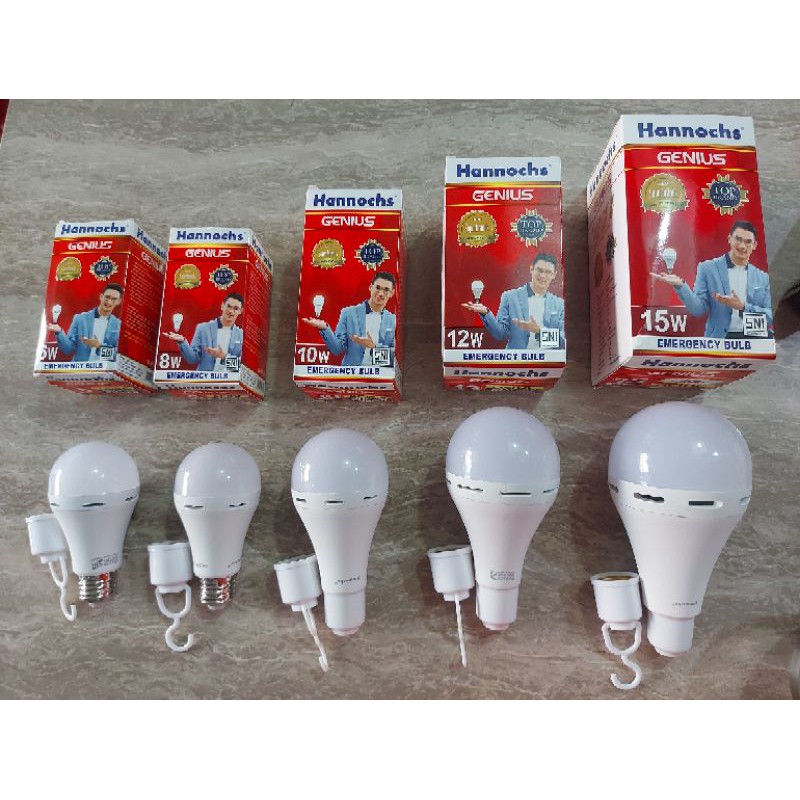 Lampu LED Emergency AC/DC Hannochs Genius 10 Watt - Cahaya Putih