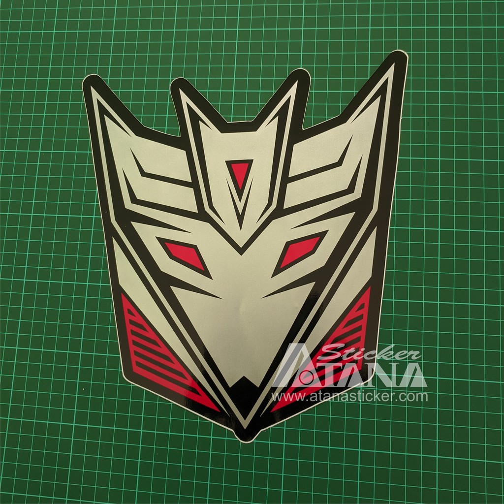 Stiker Printing Sablon Jumbo Vinyl Decepticon Transformers Mobil Motor Kaca Kulkas Dinding Lemari