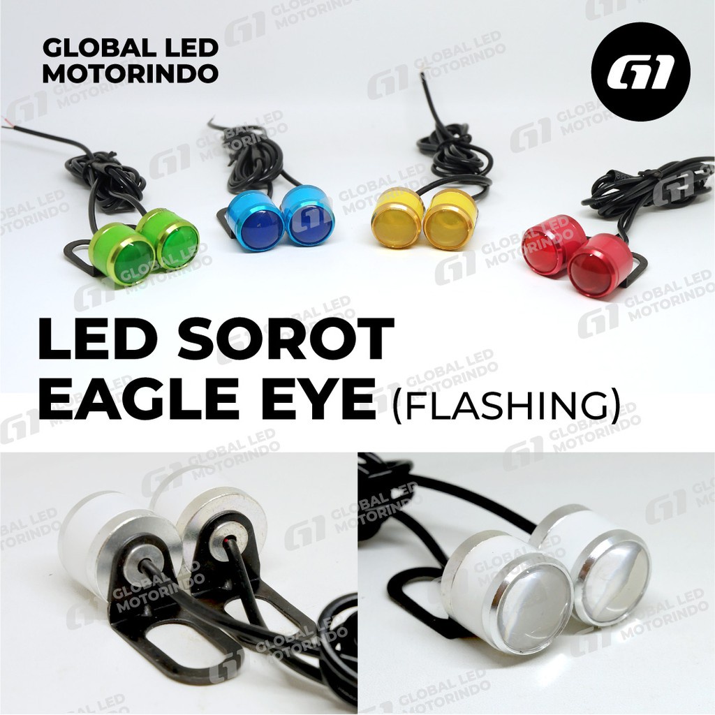 LAMPU LED SOROT EAGLE EYE / MATA ELANG (NEW) FLASHING 3 MODE HARGA 1 SET / 2 PCS