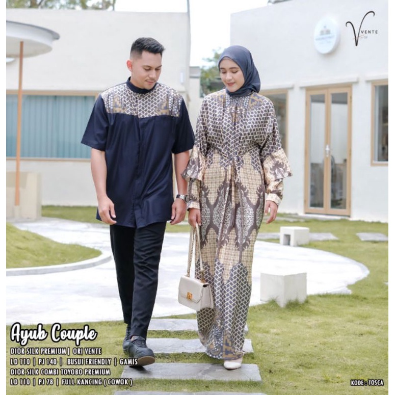 Vente Daily Ayub Couple / Setelan Sarimbit Dior Silk Premium Motif Mewah LD 110 / Seragam Kondangan 