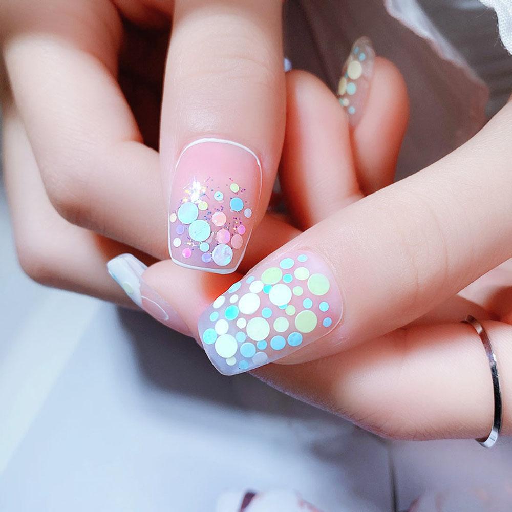 Agustina Nail Art Bulat Sequin Candy Color Glitter Mengkilapkan Dekorasi Nail Art DIY