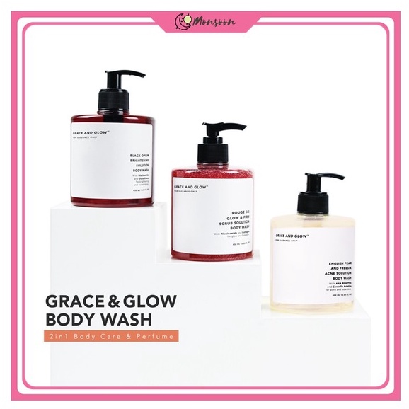 Monsoon - Grace &amp; Glow English Pear Freesia Black Opium Body Serum Body Wash - Body Scrub Shampoo