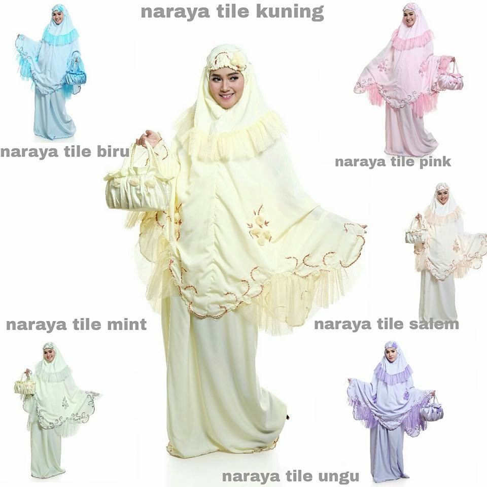 MUKENA ROSELLA NARAYA TILE - MUKENA CANTIK MEWAH BORDIR TAS ELEGAN TJA