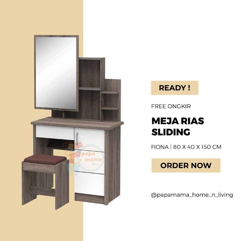 Meja Rias Sliding Minimalis Murah 80x150cm - Tiolet Kaca Geser - Medan