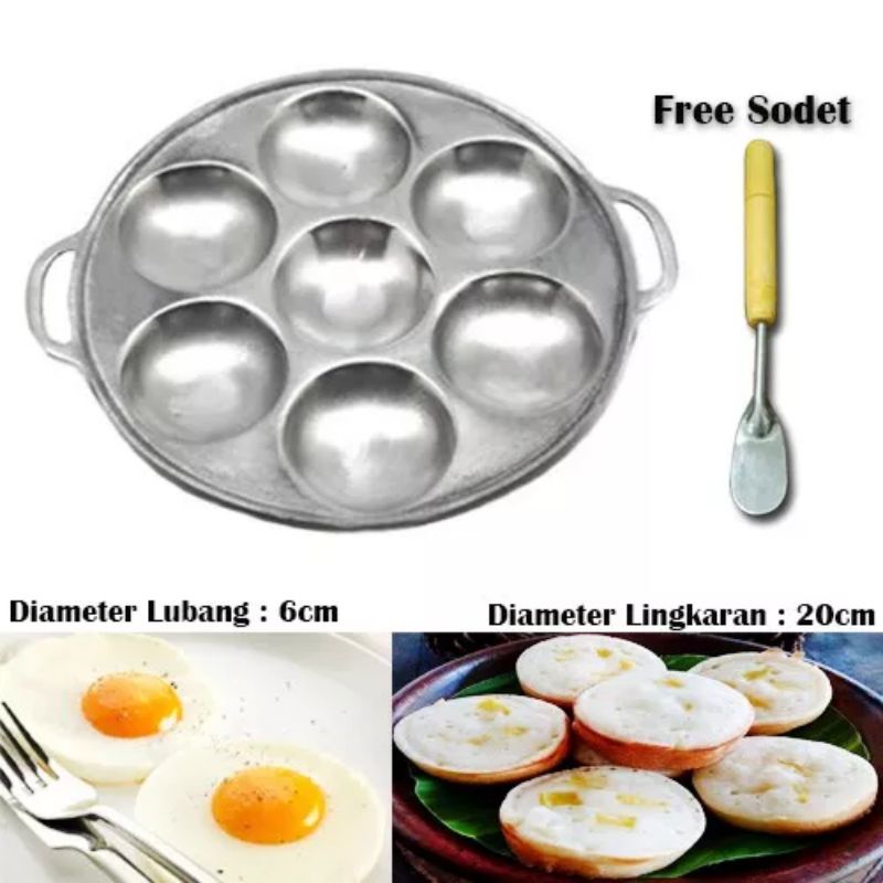 

COD Promo Cetakan Kue Lumpur/ Kue Apem/ Martabak Mini 7 Lubang FREE Sodet/ Cetakan Telor Dadar