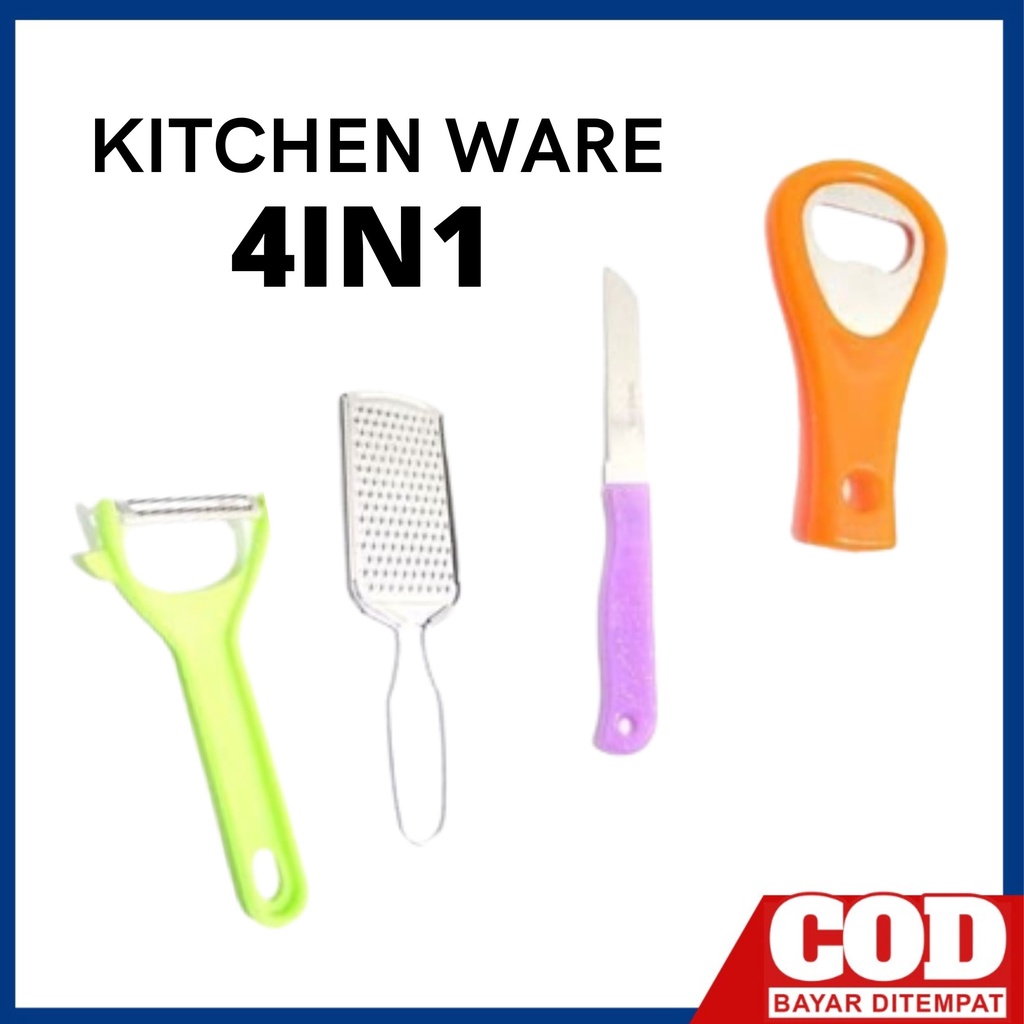 KITCHEN WARE 4IN1 SET PERALATAN DAPUR PISAU PARUTAN KEJU