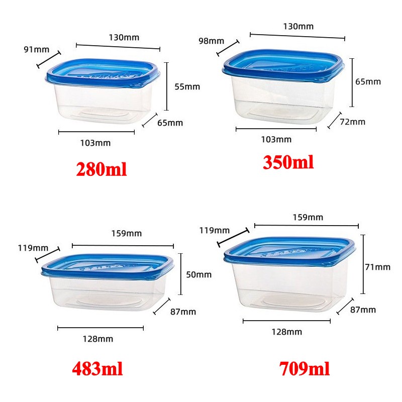 1Pc Disposable Plastic Round And Square Food Containers Organizer Box / Transparent Take-out Packaging Box