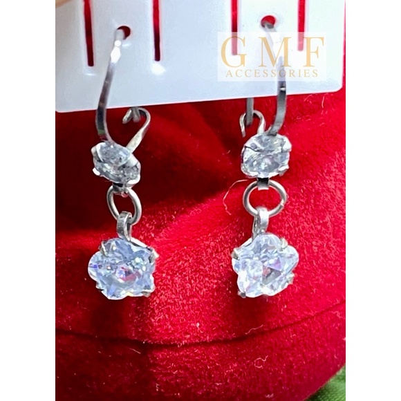 Anting Monel Permata Diamond Bentuk Bulat Ada Bandulnya Bentuk Macam-Macam Love Bunga Kotak Bintang Permata Swarovski Anti Karat Stainless Steel