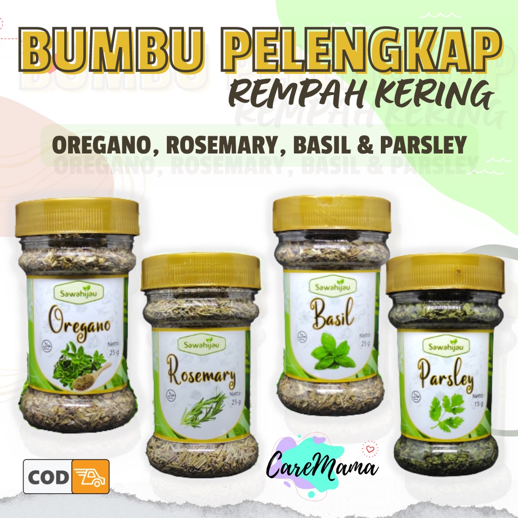 

Bumbu Rempah Kering Oregano, Parsley, Basil, Rosemary Bumbu Tabur Pelengkap Makanan Topping Makanan