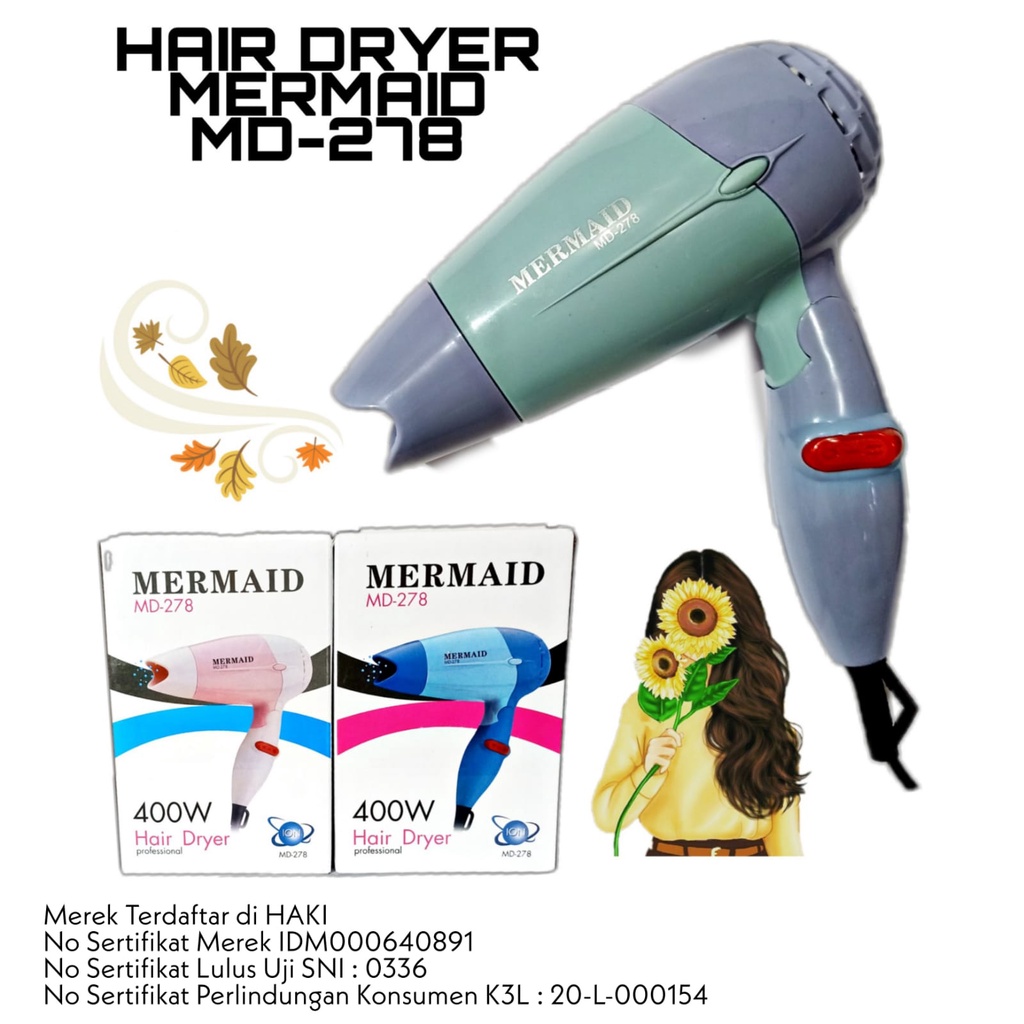 HAIRDRYER MERMAID MD-278 PENGERINGAN RAMBUT