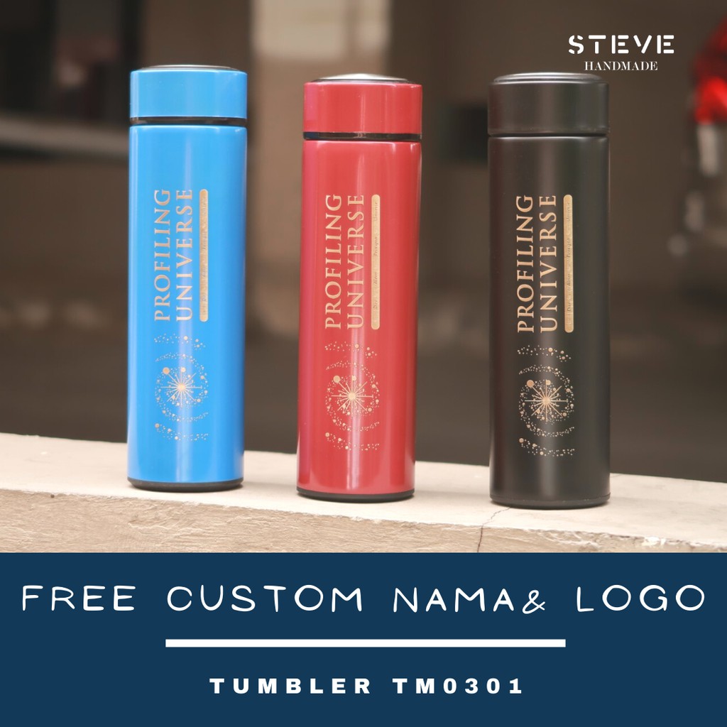 Botol minum stainless termos vacuum tumbler travel mug TM0301 Blue Custom Tahan Air Panas dan Dingin