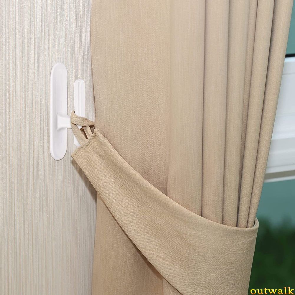 8-piece wall self-adhesive curtain hook drawstring winder holder rope frame white -OW-