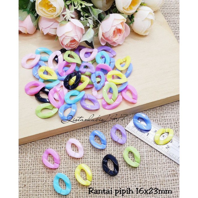 20pcs Manik rantai pipih16x23mn