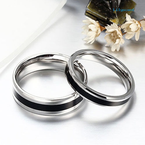 Ls Cincin Titanium Stainless Steel Warna Hitam Untuk Pria / Wanita