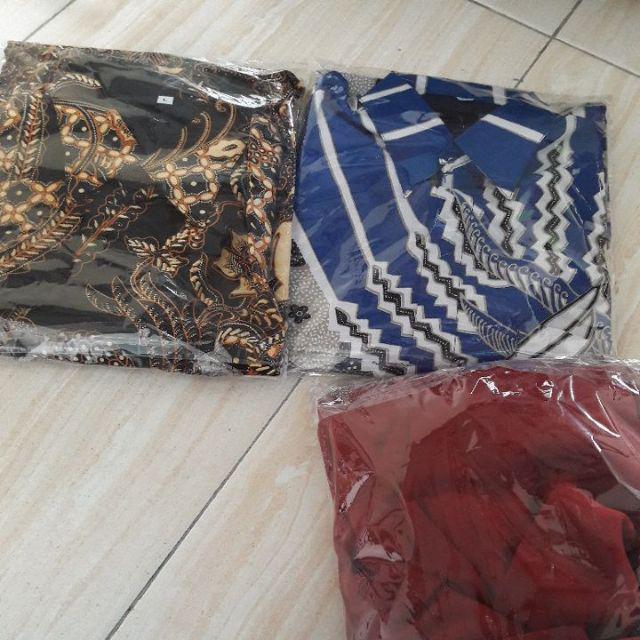 (1kg=4pcs) Kemeja Batik Lengan Panjang Batik Ori Kla Jaladara Biru Batik Solo Seragam Batik
