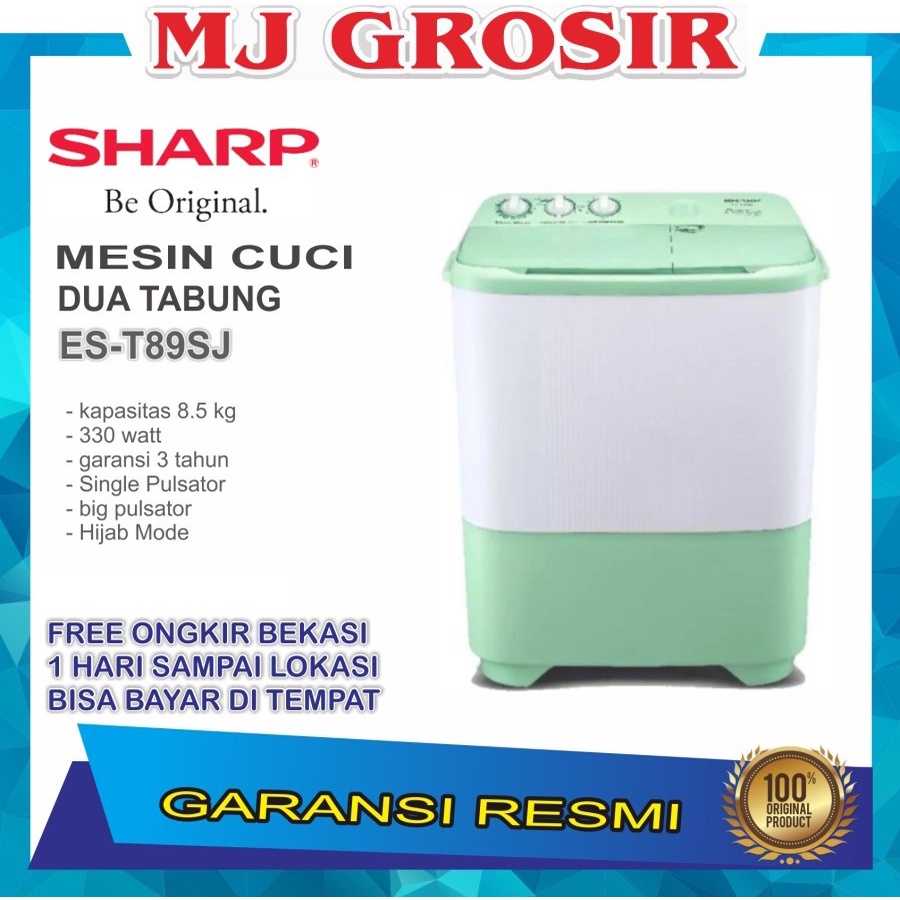 MESIN CUCI SHARP EST 89 SJ 7KG 2 TABUNG 89SJ 8.5 KG HIJAB SERIES