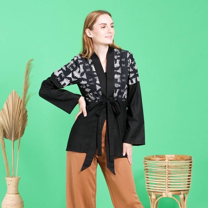 BATIK TRUSMI Outer Batik Wanita Gapit Kombinasi Untuk Kerja