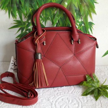 Tas wanita marun serat kulit jeruk/lokal premium