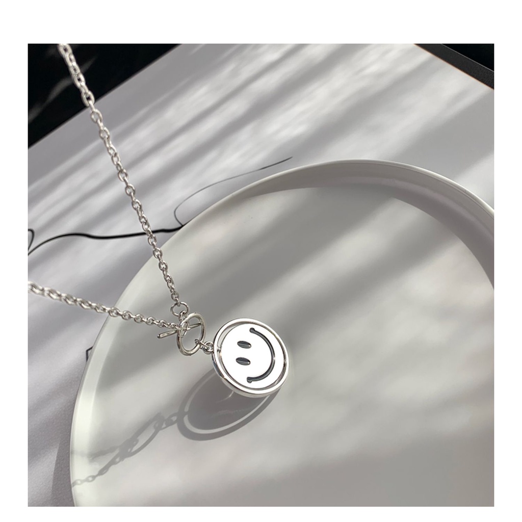 Revolving Smiley Face Necklace Accessories Chain Trendy Hip Hop