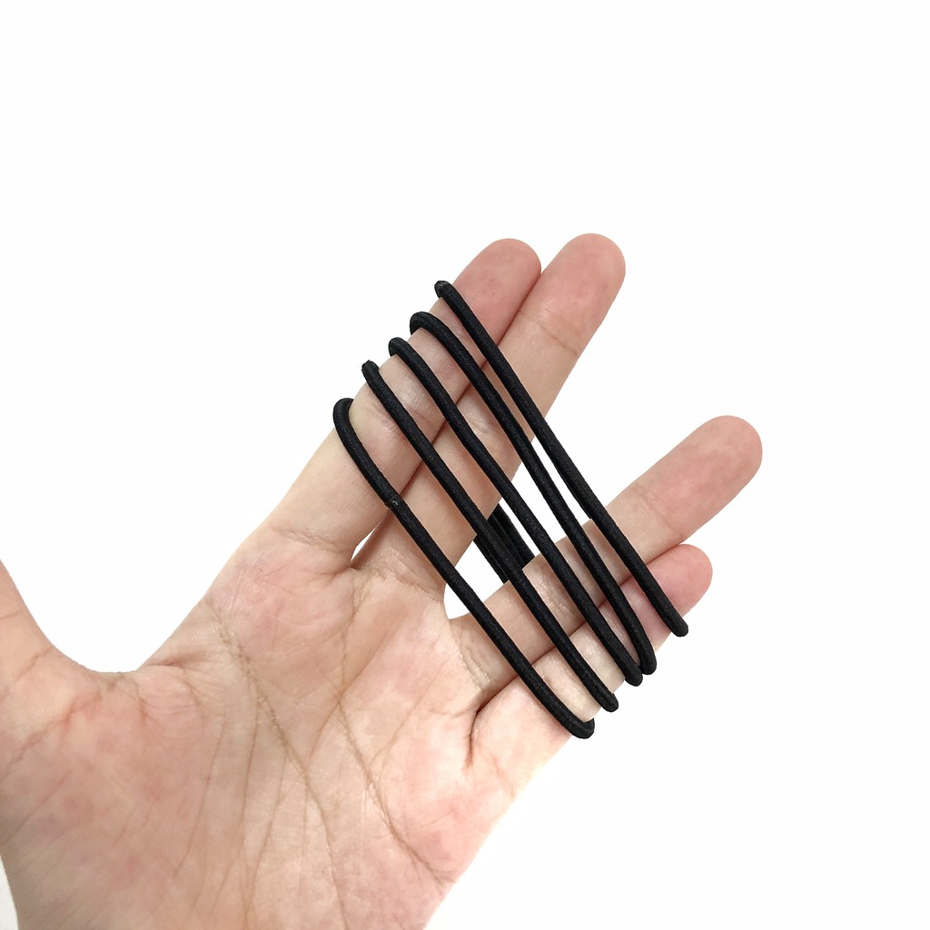 Black Set Kuncir Rambut (5pcs) - Ikat / Karet Handuk Made in Korea-2