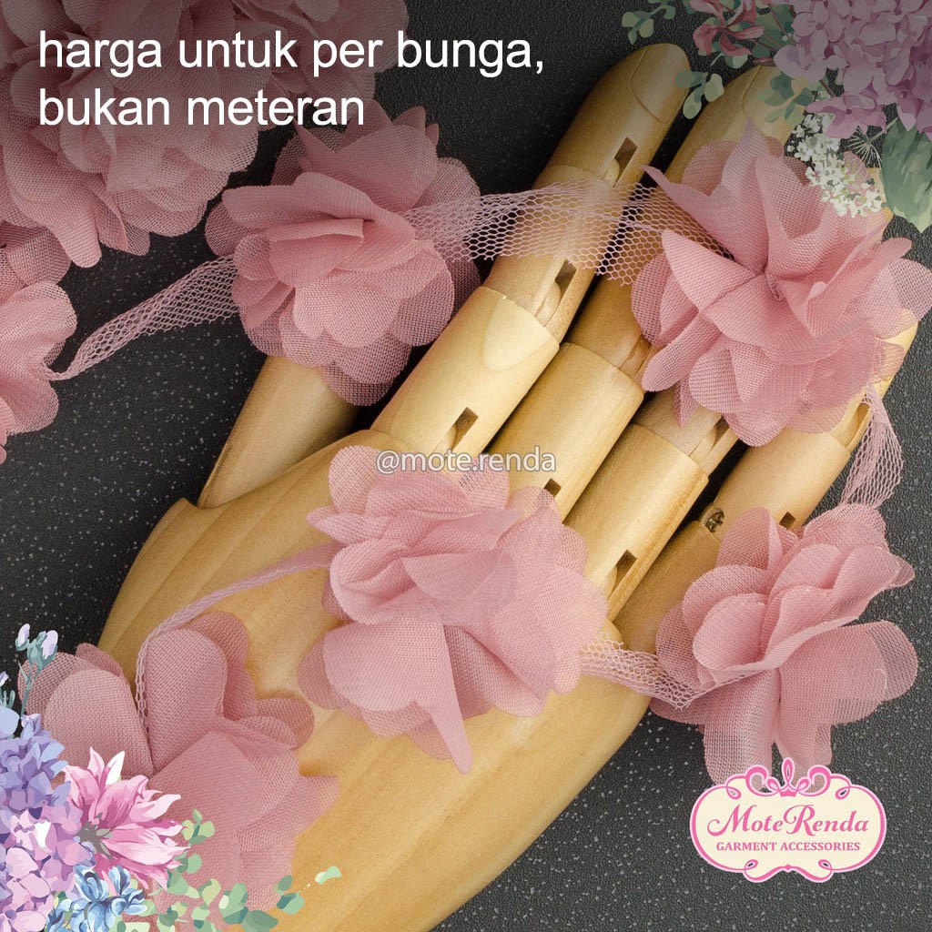 Renda bunga frill, lebar 5cm (harga per bunga) kode 5AMN50