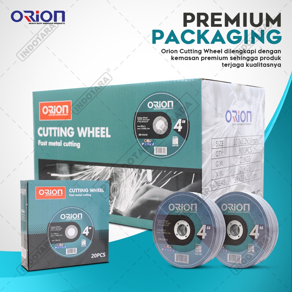 (20 Pcs) Mata Gerinda Potong 4&quot; Cutting Wheel Orion - CW107x1.2x16mm