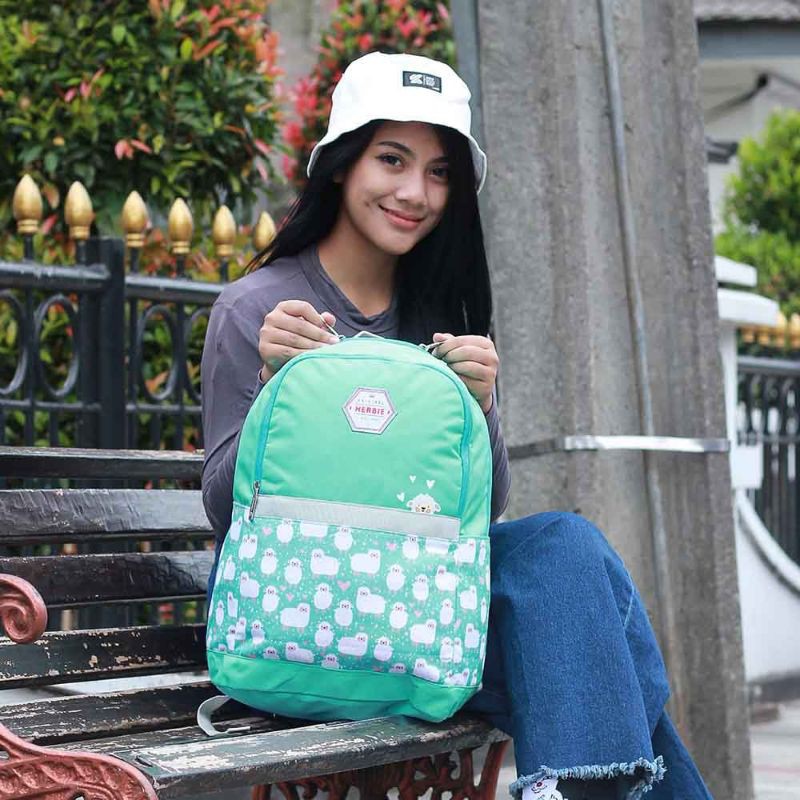 Herbie - Tas Backpack Wanita Terbaru | Tas Ransel Punggung Cantik | Tas Casual Sekolah Kuliah Cewek Bahan Cordura Premium