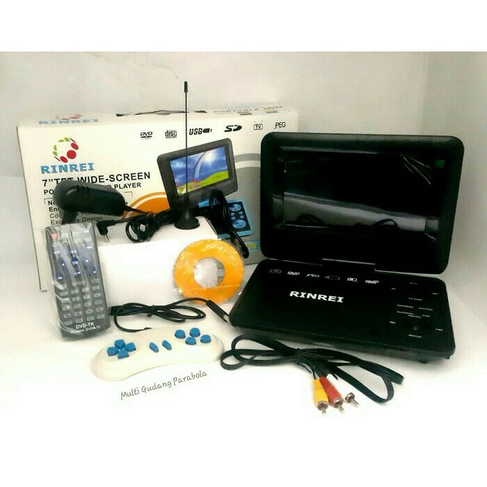 PROMO.. Portable Rinrei 7  TFT WIDE SCREEN Led Tv Dvd Usb Radio