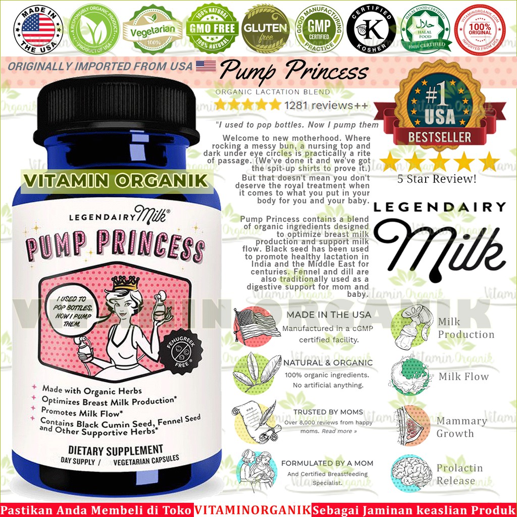 Legendairy Milk Pump Princess Asi Booster / Penambah / Pengental / Pelancar ASI Herbal 60/180 ORI US