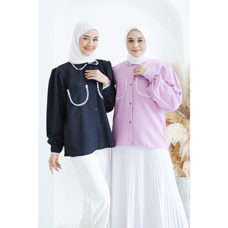KEMEJA ATASAN WANITA LOLY CASUAL / BLOUSE WANITA CASUAL KEKINIAN ALA KOREA KERAH RENDA BLOUSE KOREAN