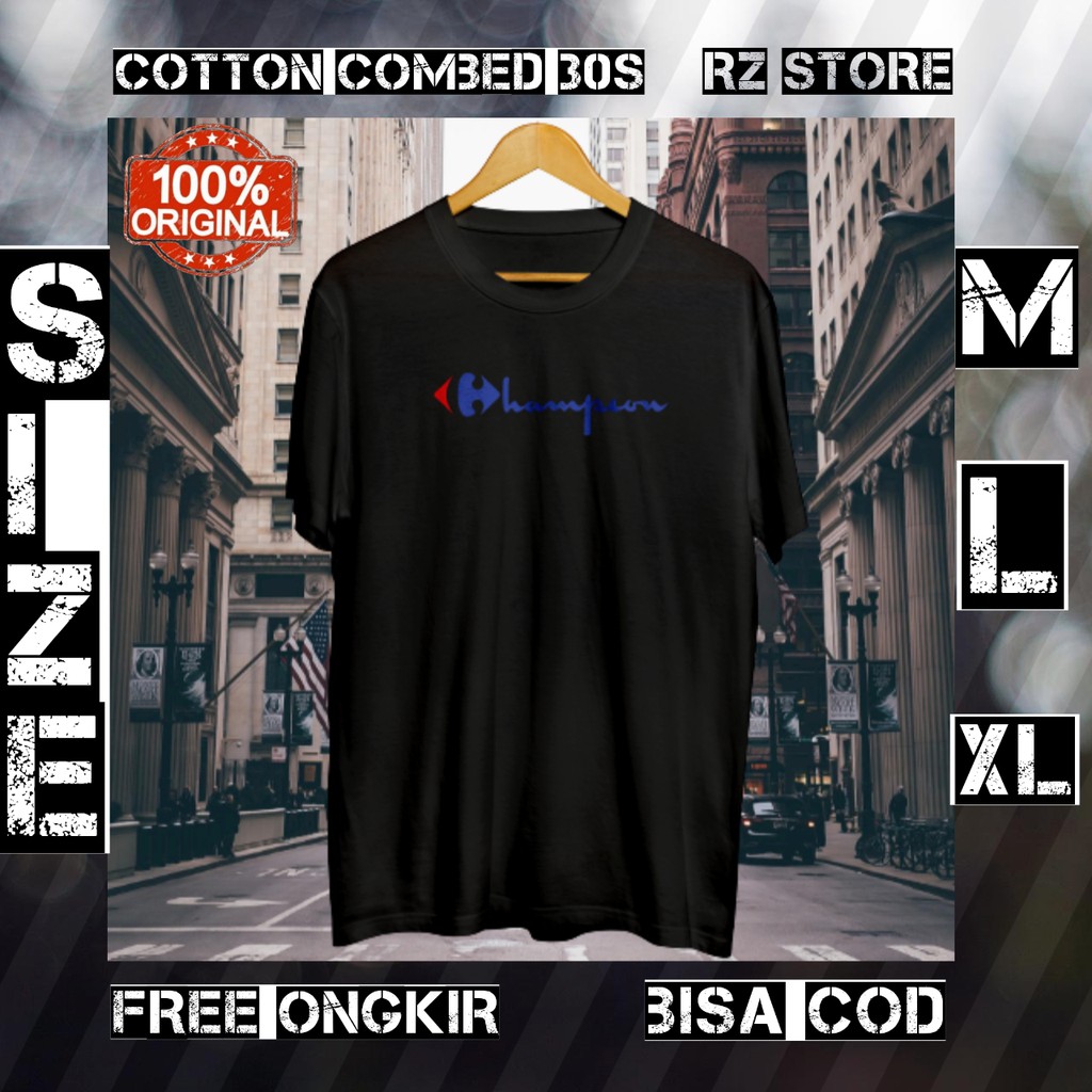 KAOS PRIA T SHIRT KAOS DISTRO PRIA PLESETAN CHAMPION CAREFOUR ORIGINAL PREMIUM COTTON COMBED 30S