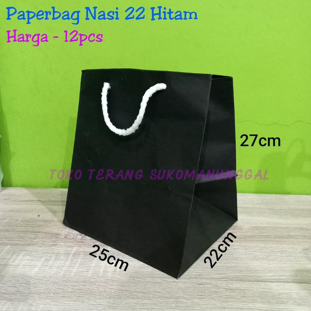 

Isi 12pc Paperbag 22x22 HITAM lusinan / tas kertas polos hitam 22x22 / tas kertas batik / paperbag dus nasi