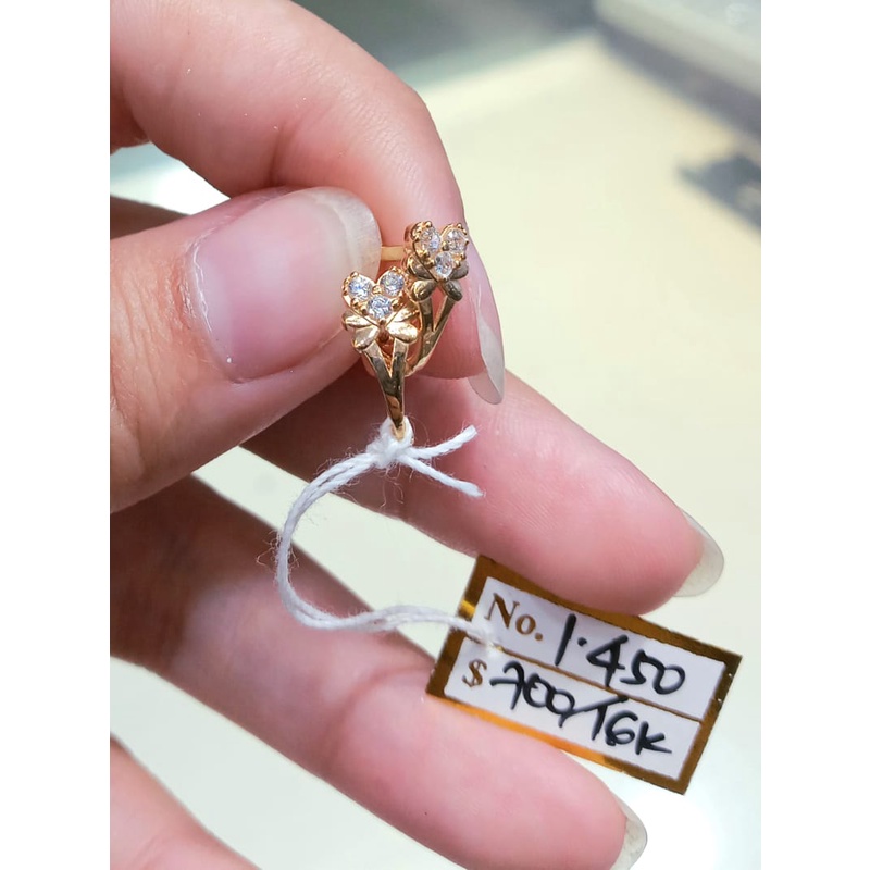 Anting Emas Jepit Fashion Zircon Heart Kadar 70% 1.45 Gram