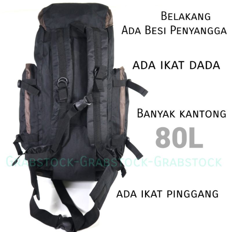 Grabstock Carrier Tas Hiking Camping 80L Kualitas Premium