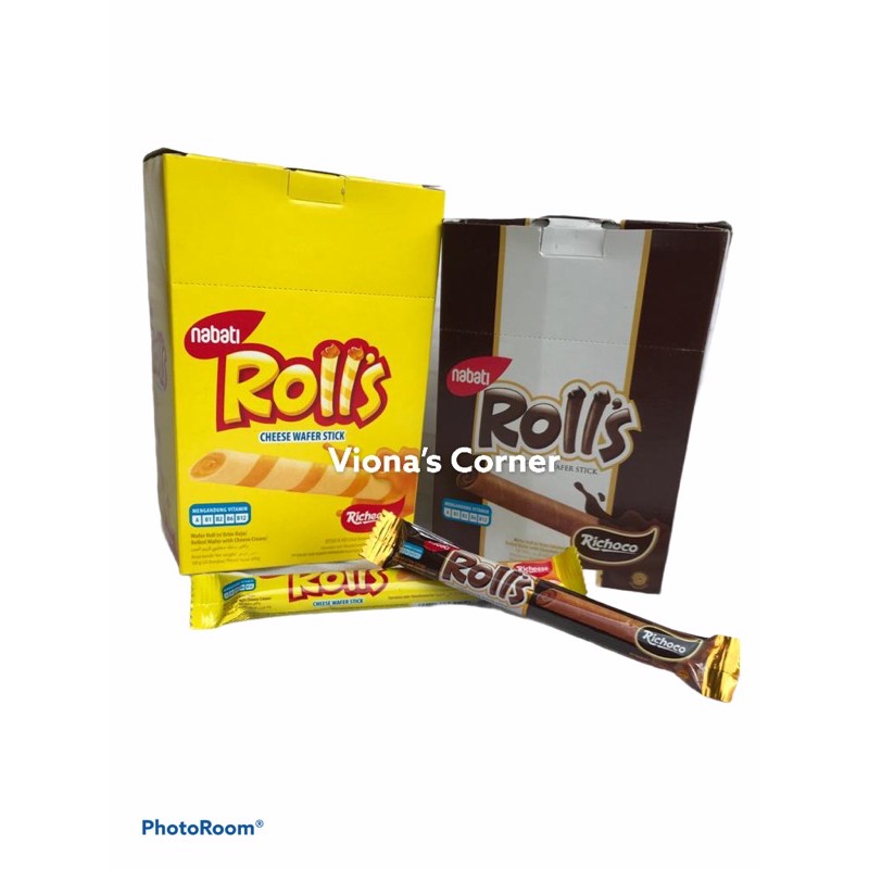 Nabati Rolls Richeese Keju / Richoco Coklat kemasan BOX isi 20x8 gram