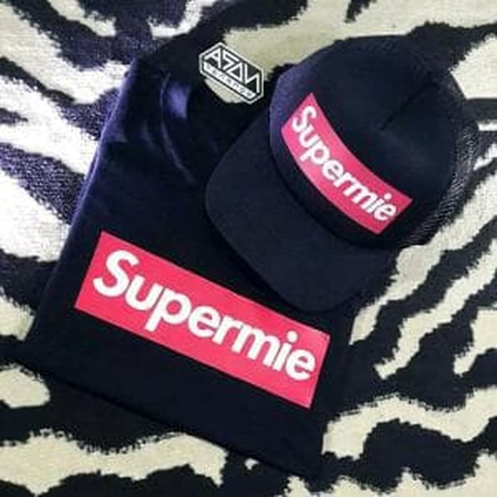 Terlaris Kaos + Topi Baju Obral Combed 30S Distro Supermie Supreme Polos Bikin |