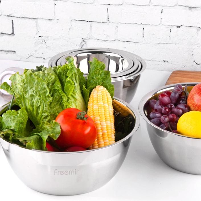 9.9 Flash Sale freemir  5 Pcs Mixing Bowl Set Baskom Stainless Steel Tebal Skala Pengukuran Mangkuk 