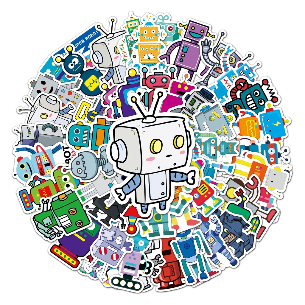 Zhang robot grafiti stiker kartun pribadi anak-anak lucu stiker DIY tangan akun bagasi skuter stiker