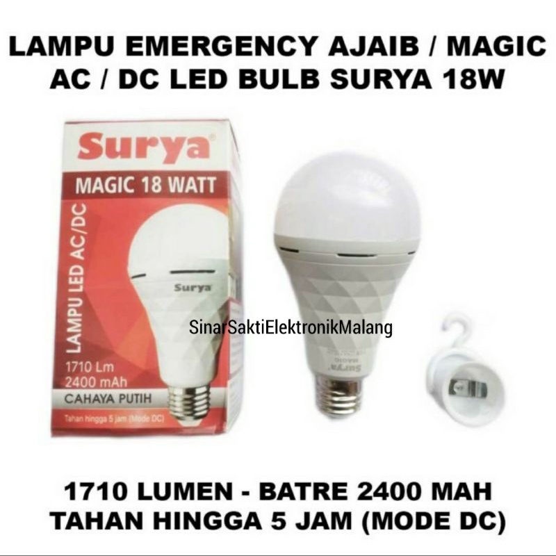 Lampu Led Emergency Surya 18W 18 Watt Bohlam Magic Bulb Darurat Rechargeable Charge Cas