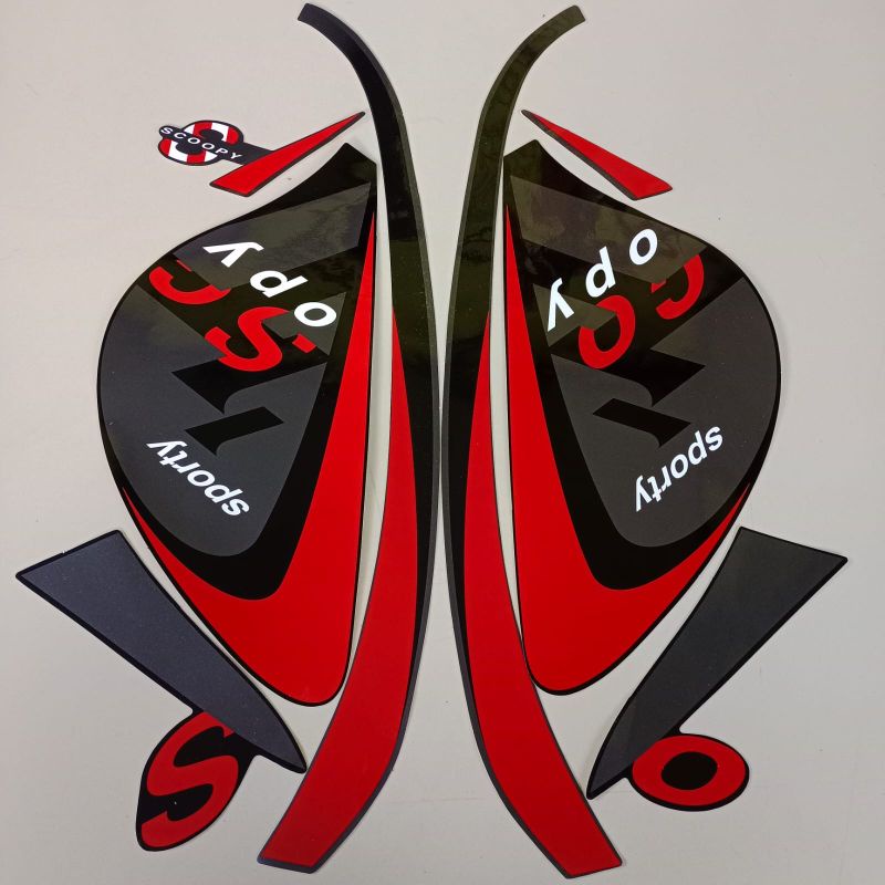 stiker striping motor honda scoopy 2020 2021 sporty hitam merah body standar