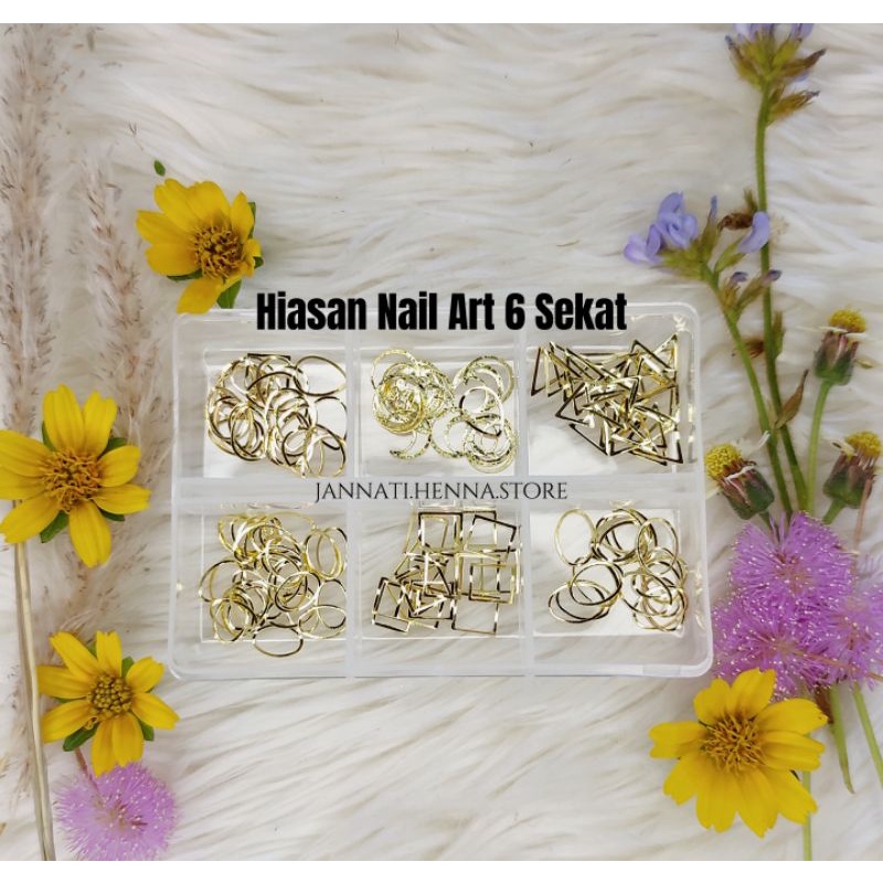 AKSESORIS NAIL ART 6 SEKAT AKSESORIS KUKU PALSU STUD NAIL